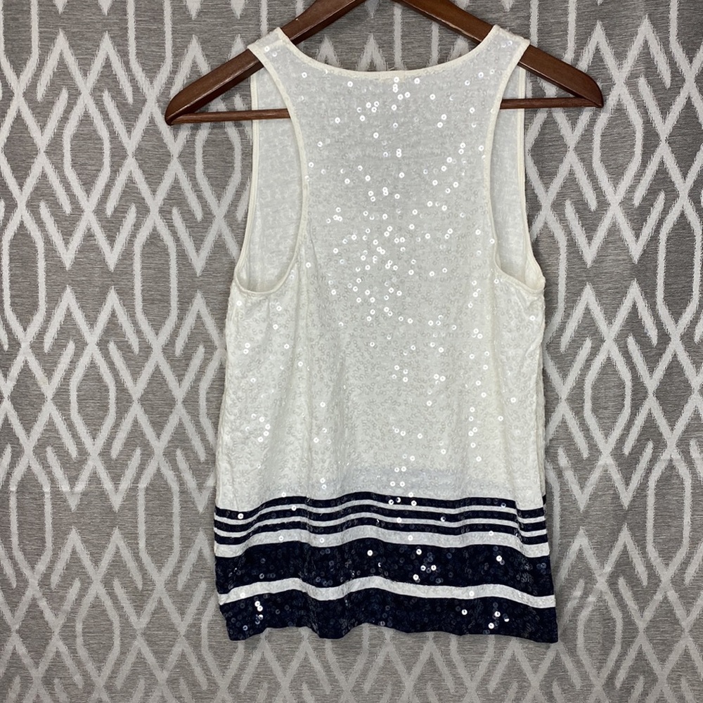 J. Crew Clear Sequined Tank White & Black Stripe Size: Small - Picture 2 of 3